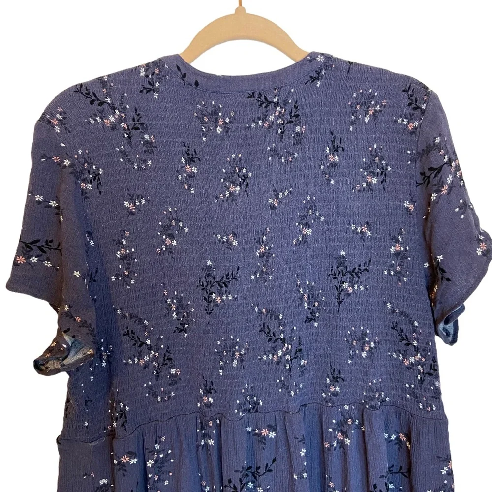 TORRID BABYDOLL GAUZE SMOCKED BUTTON-FRONT TOP Size 2 Plus Size Purple - Picture 9 of 13
